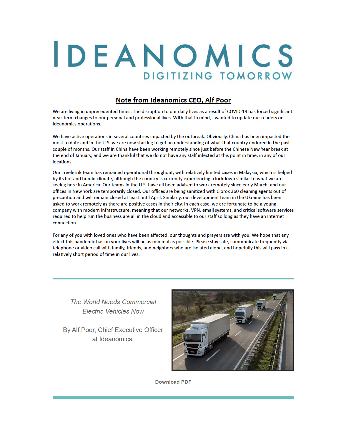 Ideanomics March 2020 Newsletter