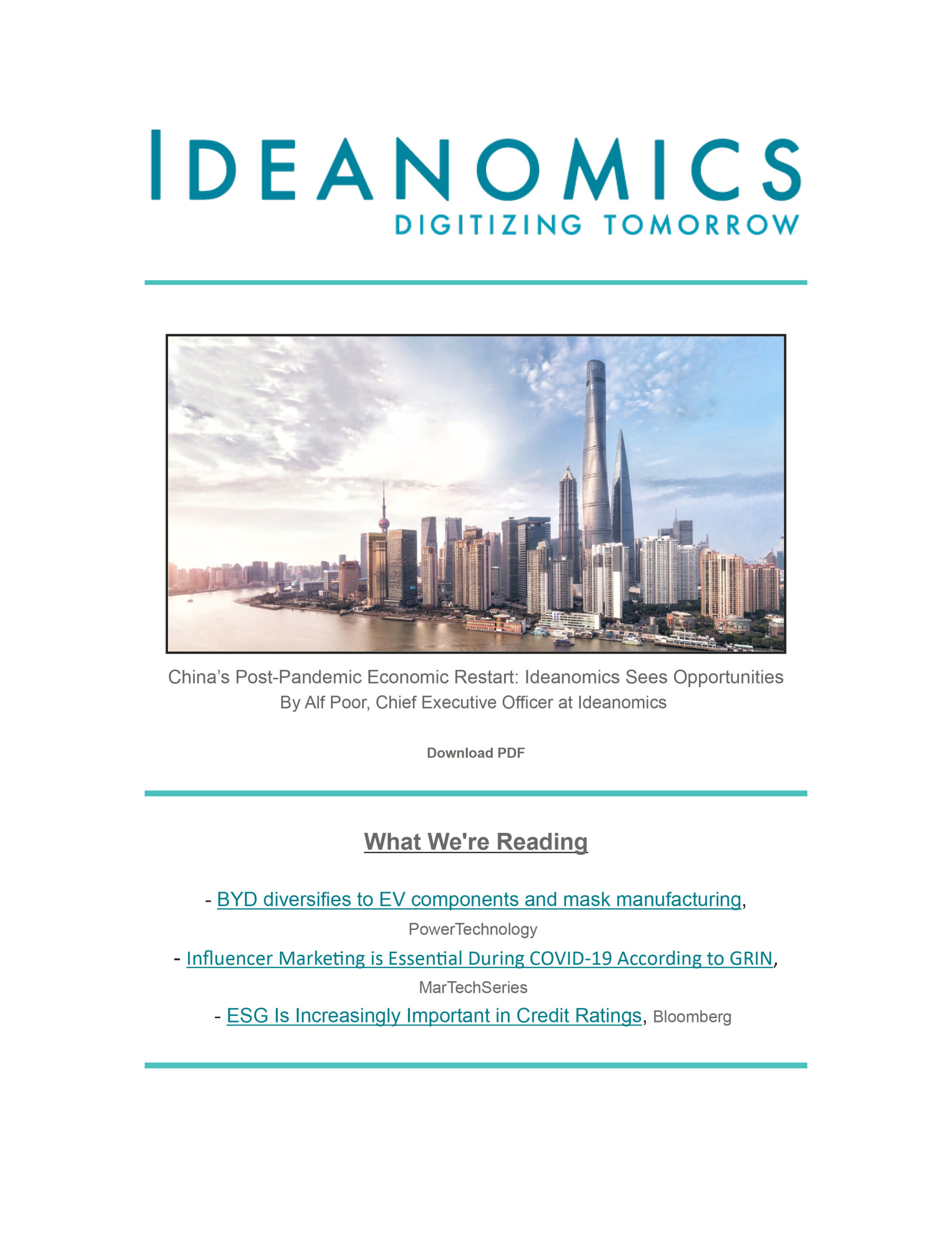 Ideanomics April 2020 Newsletter